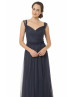 Navy Ruched Tulle Gorgeous Maxi Bridesmaid Dress